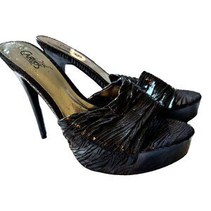 Carlos by Carlos Santana Black Peep Toe Heels Mules Size 8 Like New